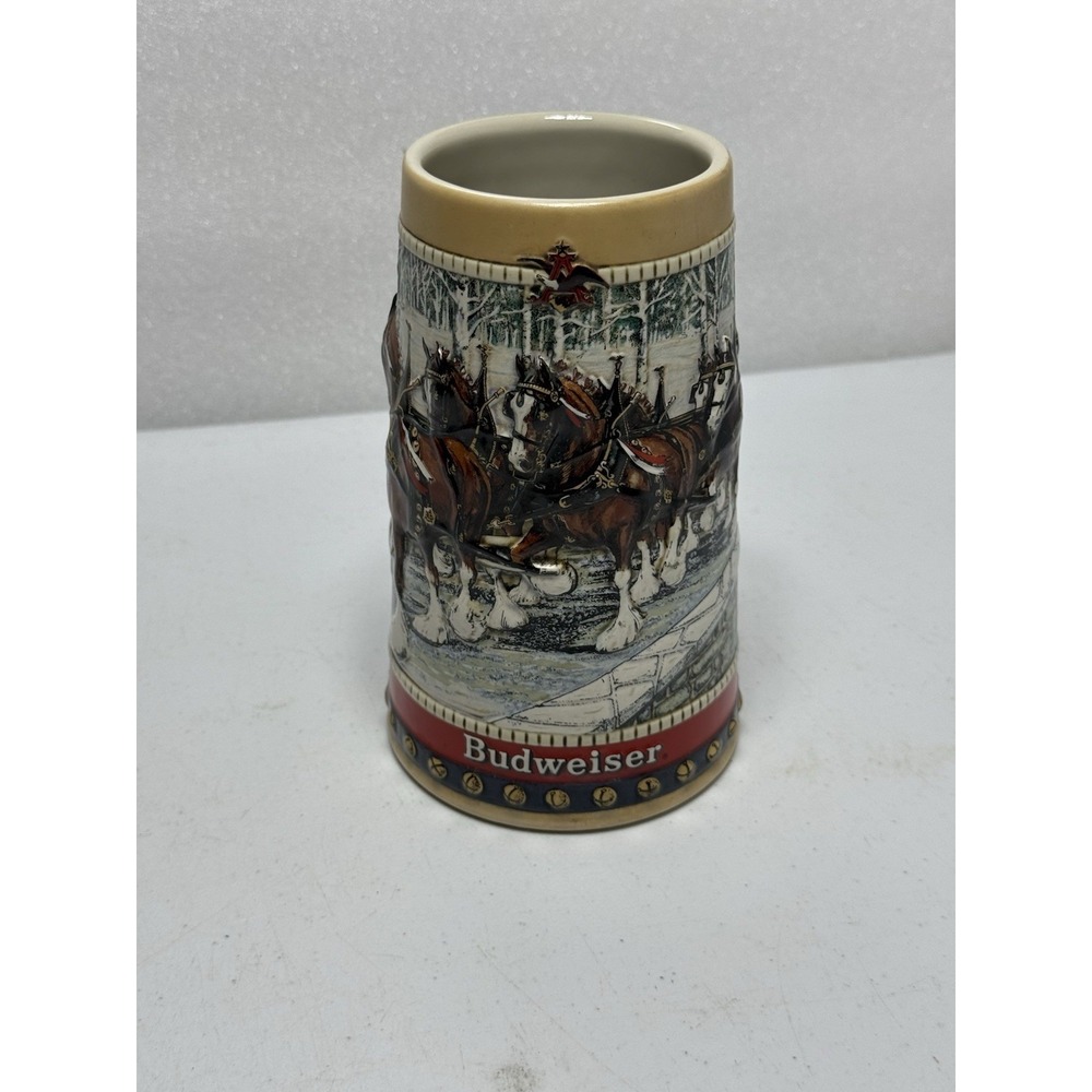Rare Vintage 1988 Budweiser Holiday Beer Stein collector series King of‎ beer